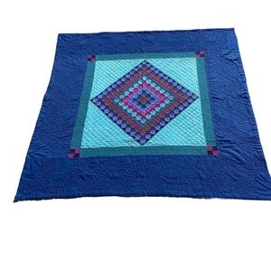 Vintage Hand Made DIAMOND PATTERN QUILT BLANKET SIZE 80x80